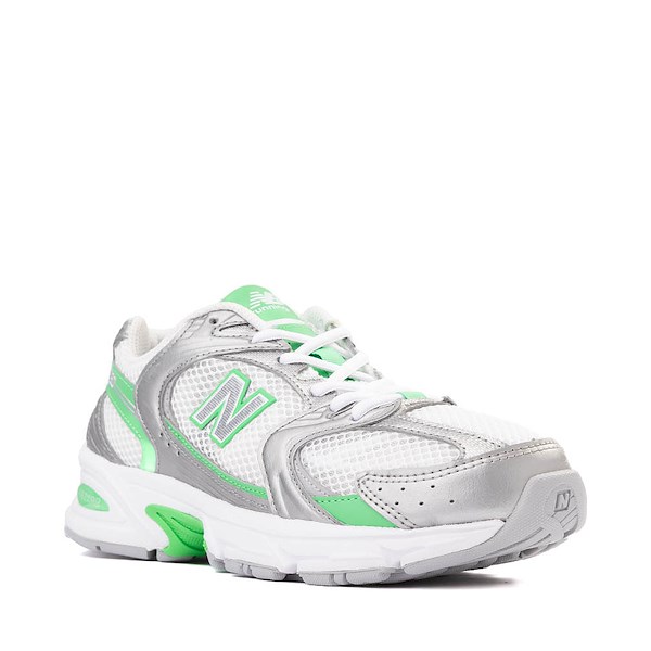 alternate view New Balance 530 Athletic Shoe - White / Silver Metallic / Green AppleALT5