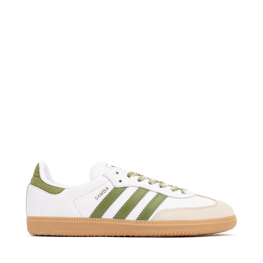 Womens adidas Samba OG Athletic Shoe - White / Tech Olive / Gum