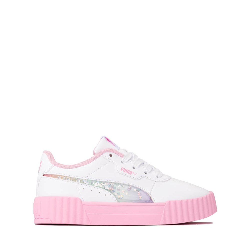 PUMA Carina 3.0 Butterfly Glitter Athletic Shoe - Little Kid / Big Kid - White / Pink