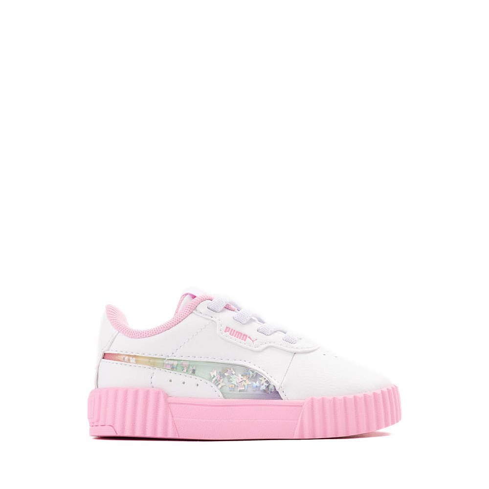 PUMA Carina 3.0 Butterfly Glitter Athletic Shoe - Baby / Toddler - White / Pink