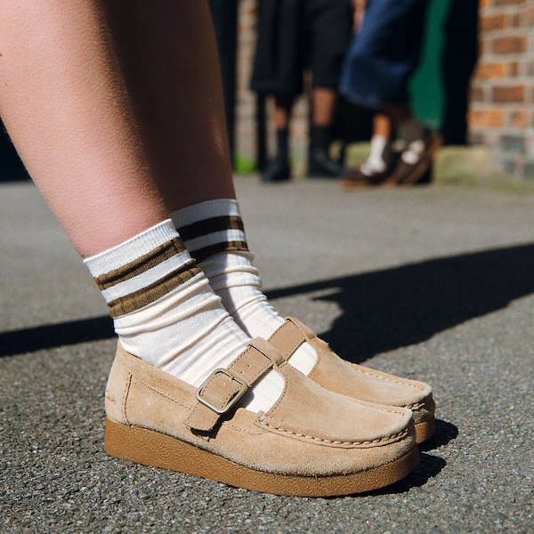 Womens Clarks Wallabee Evo T-Bar Mocassin - Dark Sand | Journeys