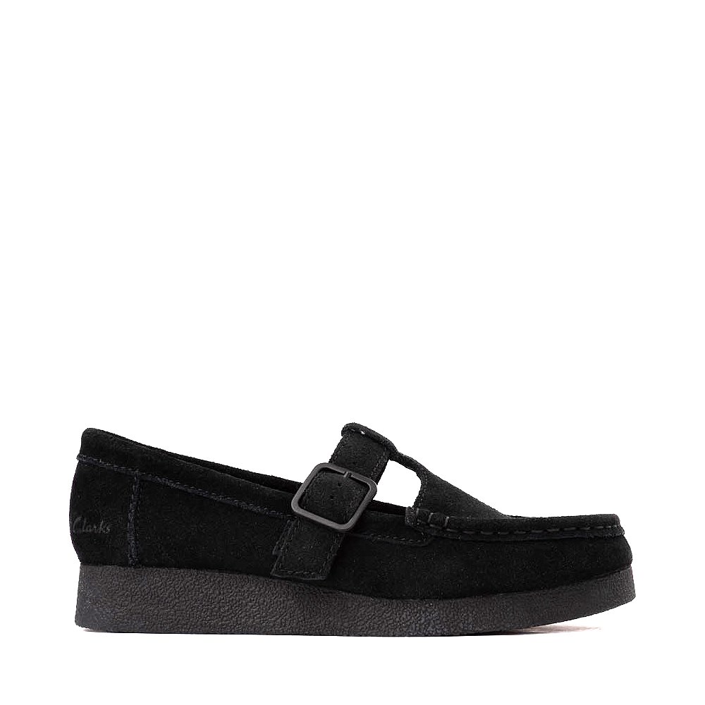 Womens Clarks Wallabee Evo T-Bar Mocassin - Black