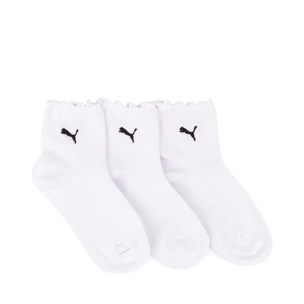 Womens PUMA Ruffle Quarter Socks 3 Pack - White