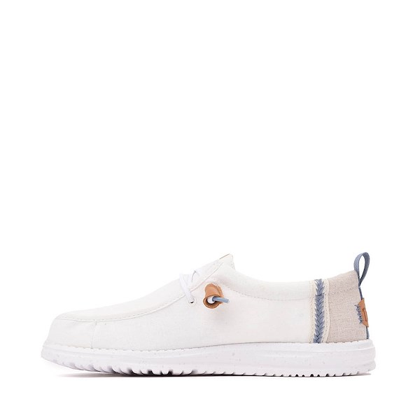 alternate view Mens HEYDUDE Wally Craft Linen Slip-On Casual Shoe - WhiteALT1