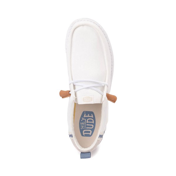 alternate view Mens HEYDUDE Wally Craft Linen Slip-On Casual Shoe - WhiteALT2