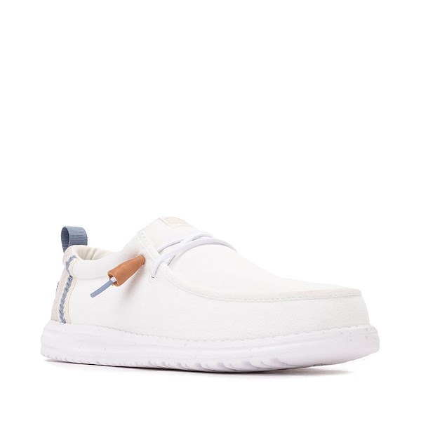 alternate view Mens HEYDUDE Wally Craft Linen Slip-On Casual Shoe - WhiteALT5