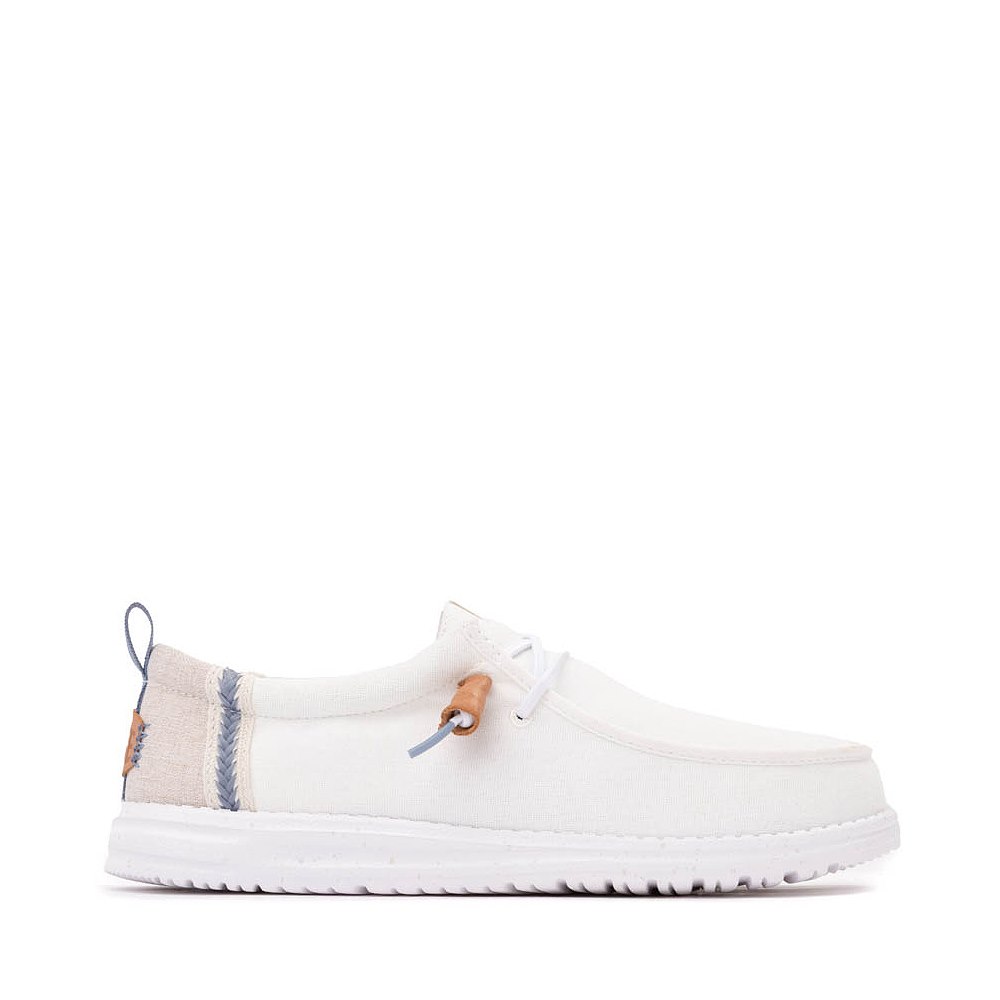 Mens HEYDUDE Wally Craft Linen Slip-On Casual Shoe - White