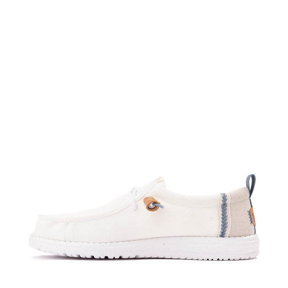 Mens HEYDUDE Wally Craft Linen Slip-On Casual Shoe - White  display picture 1