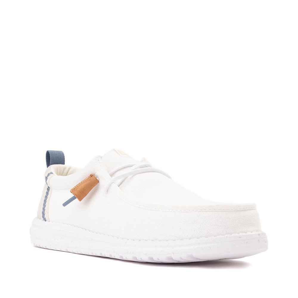 Mens HEYDUDE Wally Craft Linen Slip-On Casual Shoe - White  display picture 3