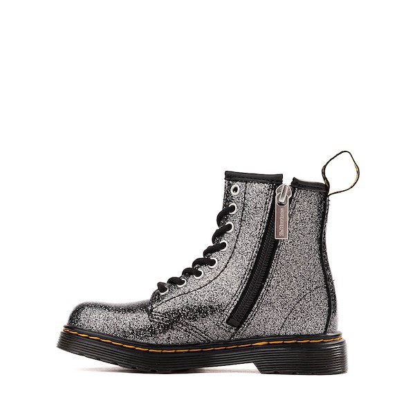 alternate view Dr. Martens 1460 8-Eye Glitter Boot - Little Kid / Big Kid - Black / SilverALT1