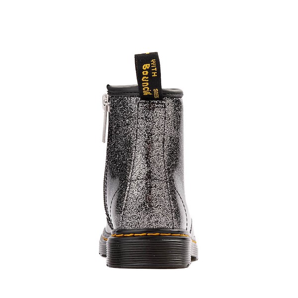 alternate view Dr. Martens 1460 8-Eye Glitter Boot - Little Kid / Big Kid - Black / SilverALT4