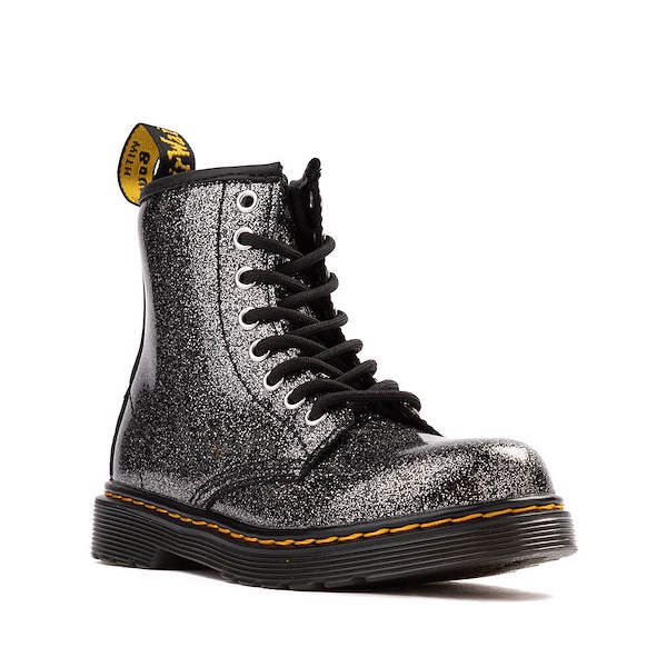 alternate view Dr. Martens 1460 8-Eye Glitter Boot - Little Kid / Big Kid - Black / SilverALT5