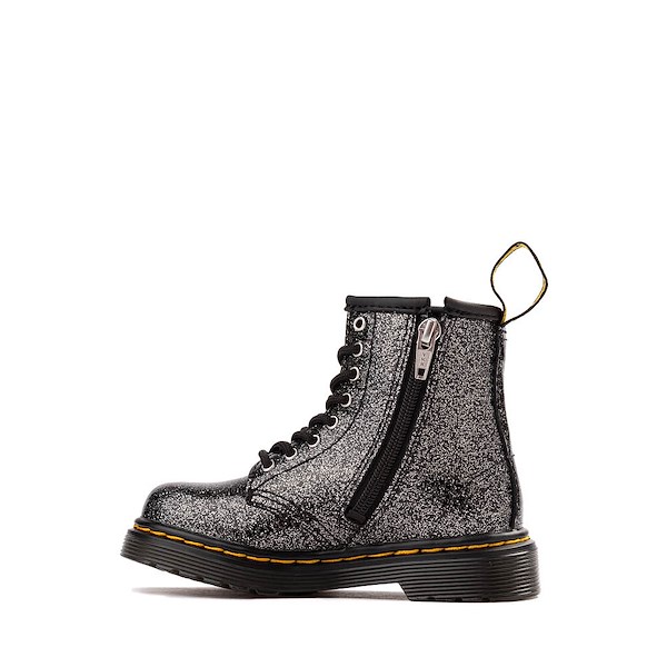 alternate view Dr. Martens 1460 8-Eye Glitter Boot - Toddler - Black / SilverALT1
