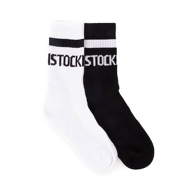 Main view of Womens Birkenstock Crew Socks 2 Pack - Black / White