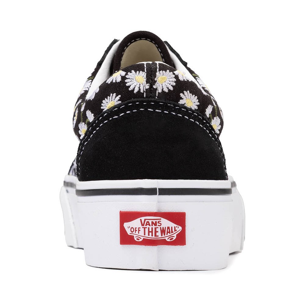 Vans Old Skool Platform Skate Shoe Floral Black White Journeys