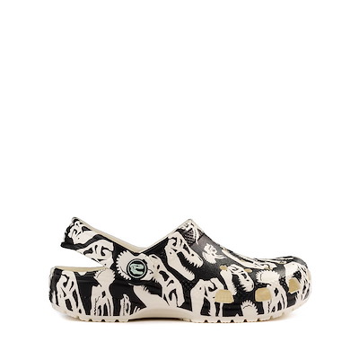 Main view of Crocs Classic Glow-In-The-Dark Dino Clog - Little Kid / Big Kid - Black / Glow Green