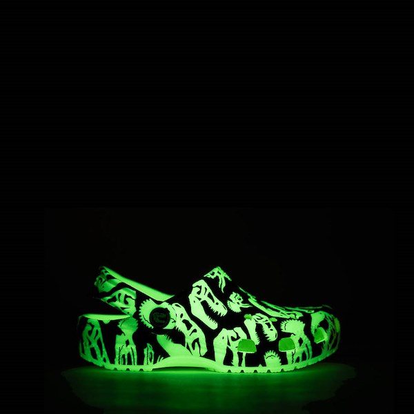 alternate view Crocs Classic Glow-In-The-Dark Dino Clog - Baby / Toddler - Black / Glow GreenALT1