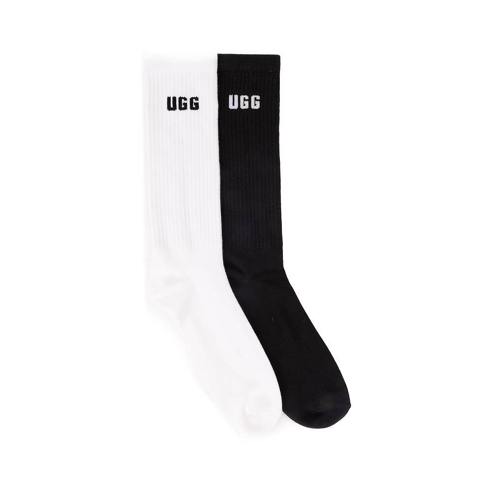 Mens UGG&reg; Leander Logo Crew Socks 2 Pack - White / Black