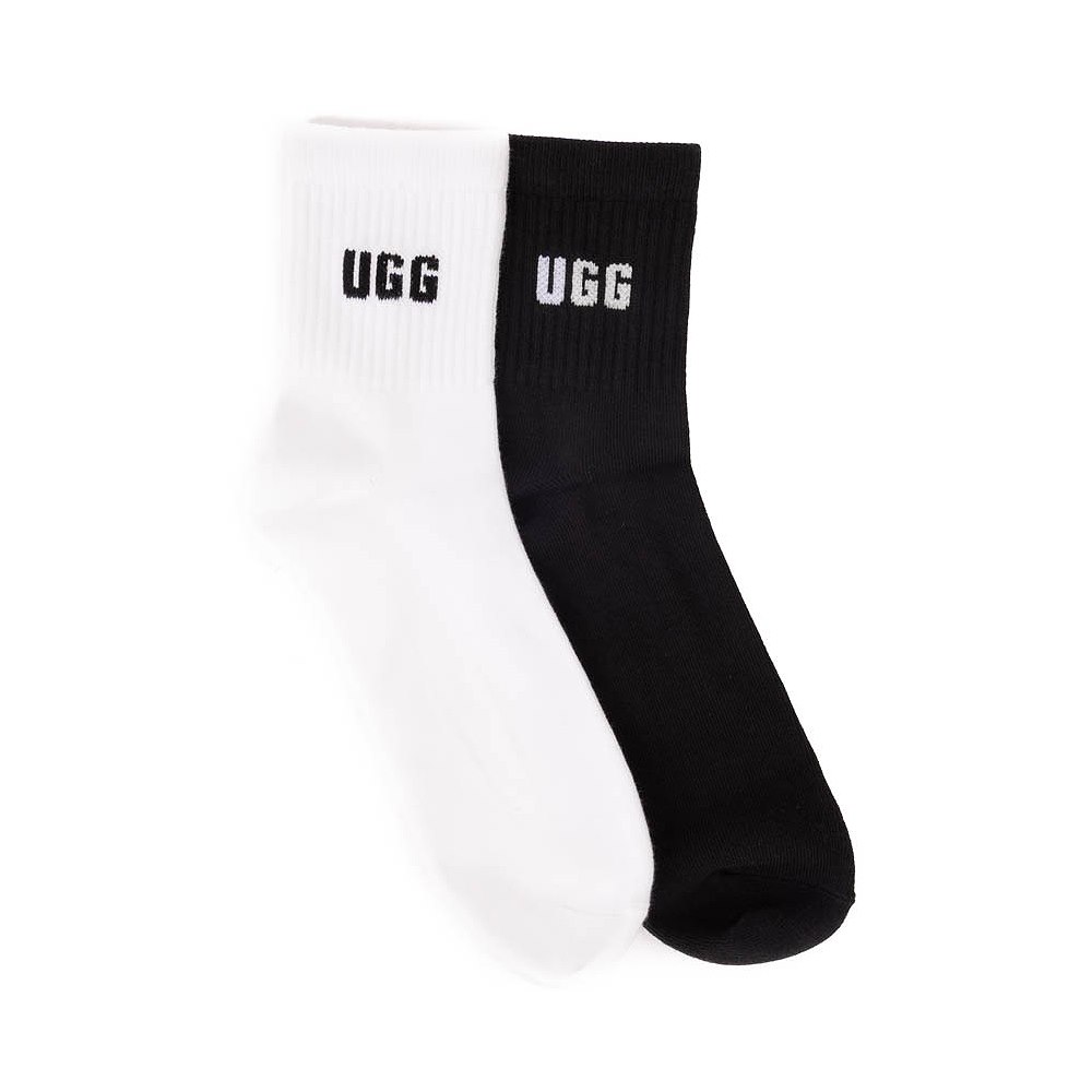 Womens UGG&reg; Quinlin Logo Quarter Sock 2 Pack - White / Black