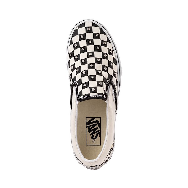 alternate view Vans Classic Slip-On Rhinestone Checkerboard Skate Shoe - Black / WhiteALT2