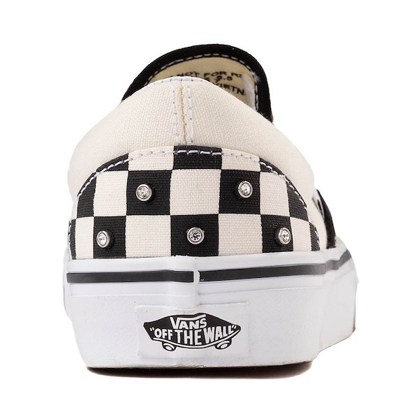 alternate view Vans Classic Slip-On Rhinestone Checkerboard Skate Shoe - Black / WhiteALT4