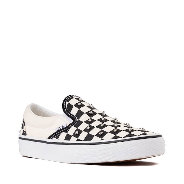 alternate view Vans Classic Slip-On Rhinestone Checkerboard Skate Shoe - Black / WhiteALT5