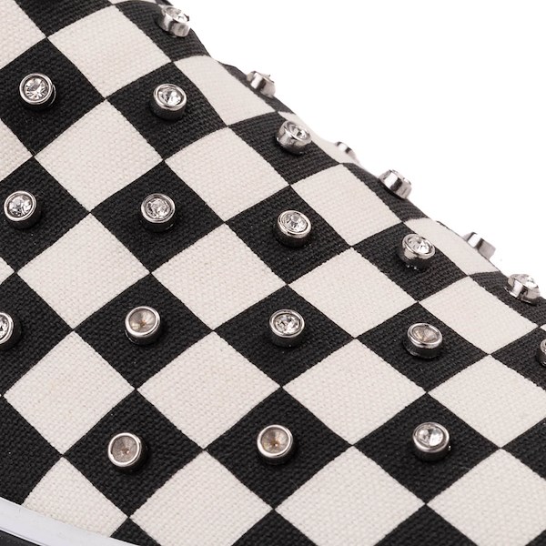alternate view Vans Classic Slip-On Rhinestone Checkerboard Skate Shoe - Black / WhiteALT5B