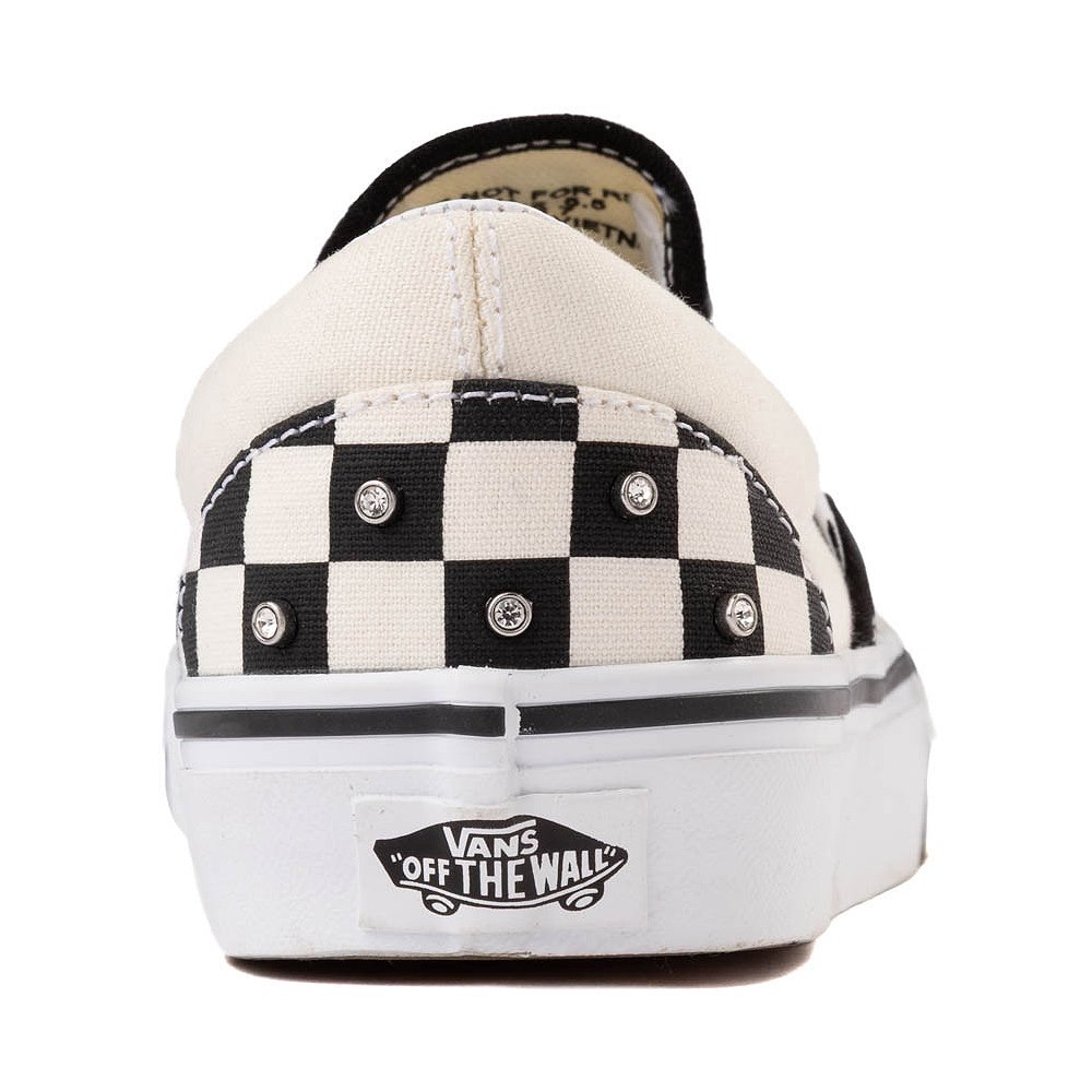 Vans Classic Slip-On Rhinestone Checkerboard Skate Shoe - Black / White ...