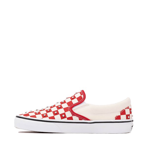 alternate view Vans Classic Slip-On Rhinestone Checkerboard Skate Shoe - Red / WhiteALT1