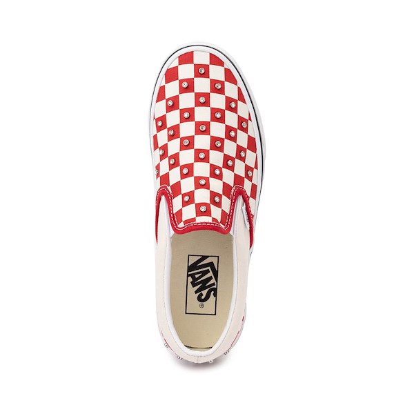 alternate view Vans Classic Slip-On Rhinestone Checkerboard Skate Shoe - Red / WhiteALT2