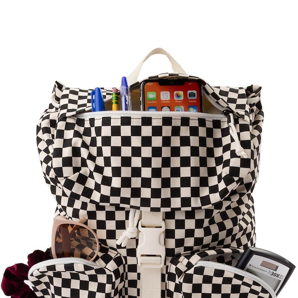 alternate view Vans Field Trippin Rucksack Checkerboard Backpack - Black / WhiteALT3B
