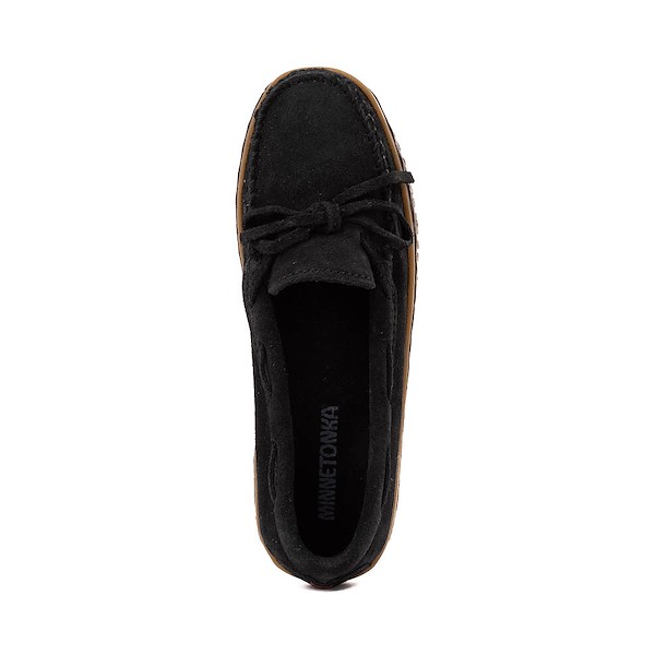 alternate view Womens Minnetonka Tie Tread Moccasin - BlackALT2