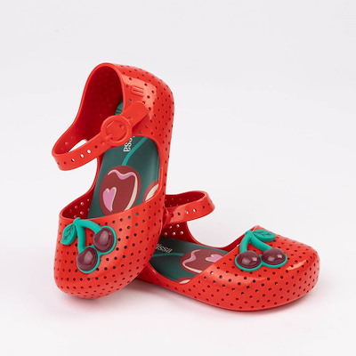 Main view of Mini Melissa Pop Flat Casual Shoe - Toddler / Little Kid - Red / Green