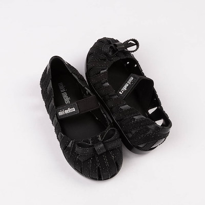 Main view of Mini Melissa Lover Ballerina Casual Shoe - Toddler / Little Kid - Glitter Black