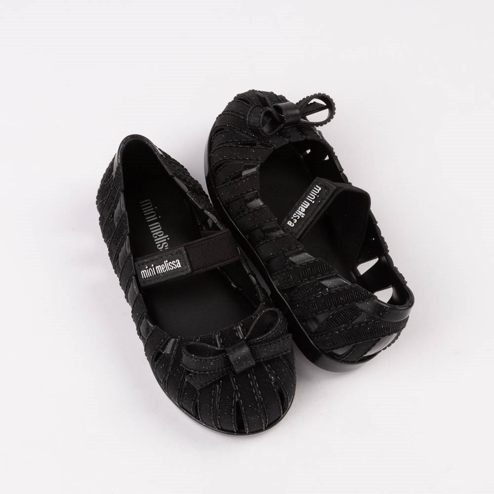Mini Melissa Lover Ballerina Casual Shoe - Toddler / Little Kid - Glitter Black