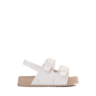 Main view of Mini Melissa Cozy Sandal - Toddler / Little Kid - White / Brown