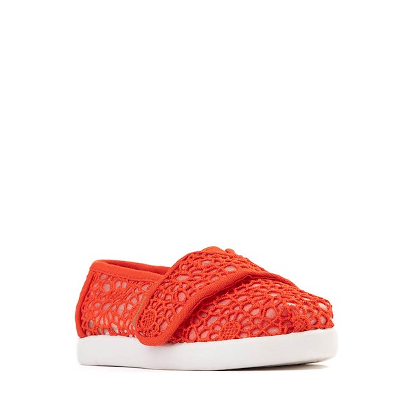 alternate view TOMS Alpargata Crochet Slip-On Casual Shoe - Baby / Toddler / Little Kid - FlameALT5