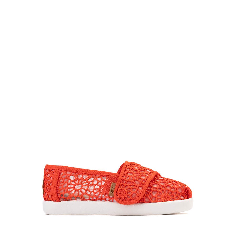 TOMS Alpargata Crochet Slip-On Casual Shoe - Baby / Toddler / Little Kid - Flame