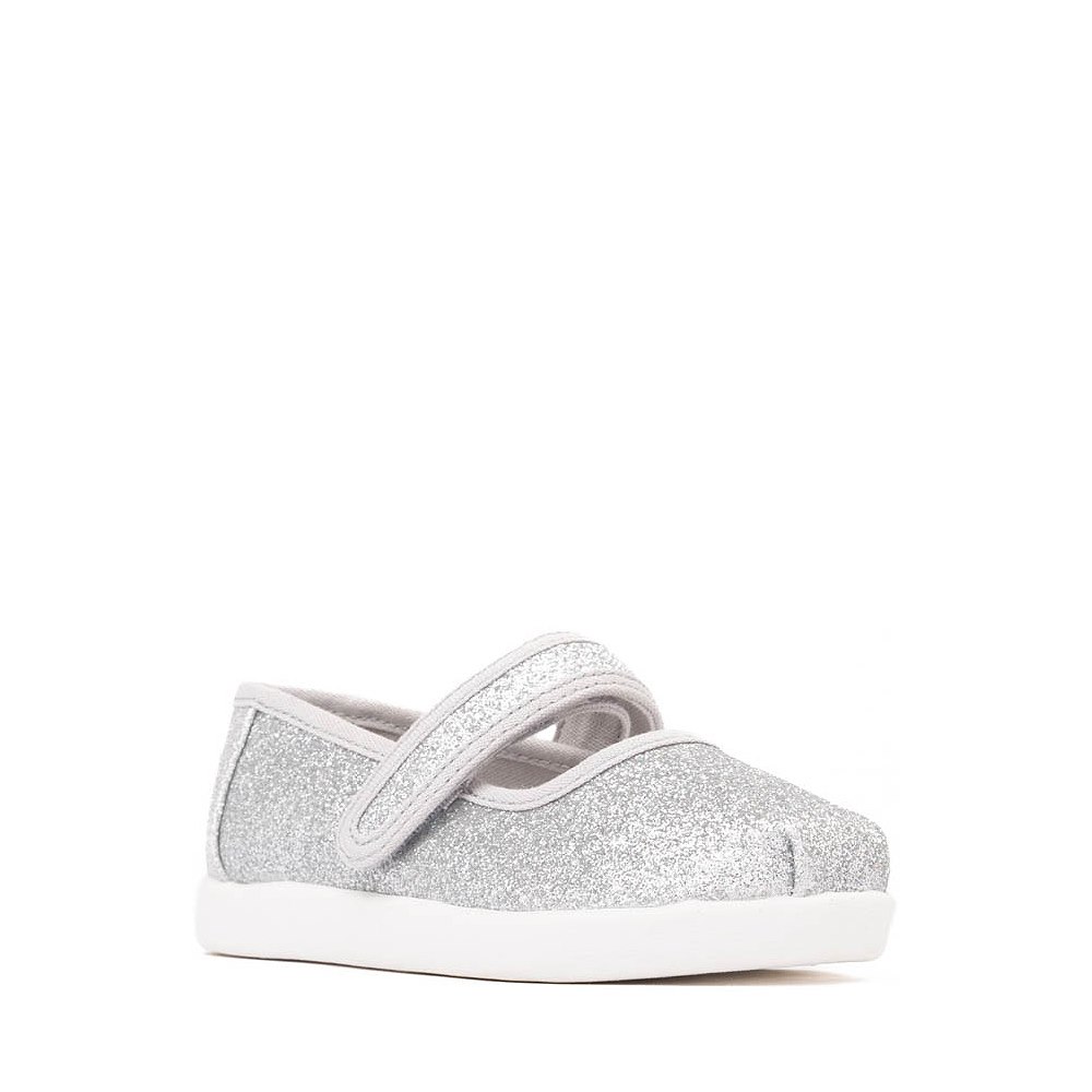 TOMS Nora Mary Jane Casual Shoe Baby Toddler Little Kid Silver  Iridescent Glimmer