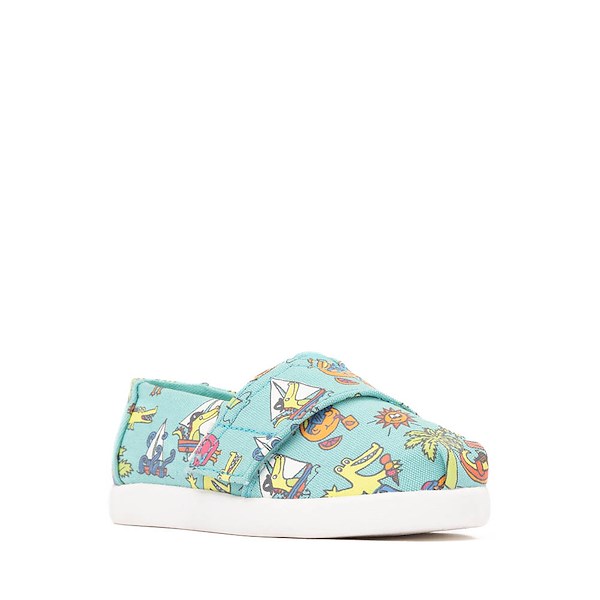 alternate view TOMS Alpargata Slip-On Casual Shoe - Baby / Toddler / Little Kid - Aqua / AlligatorsALT5