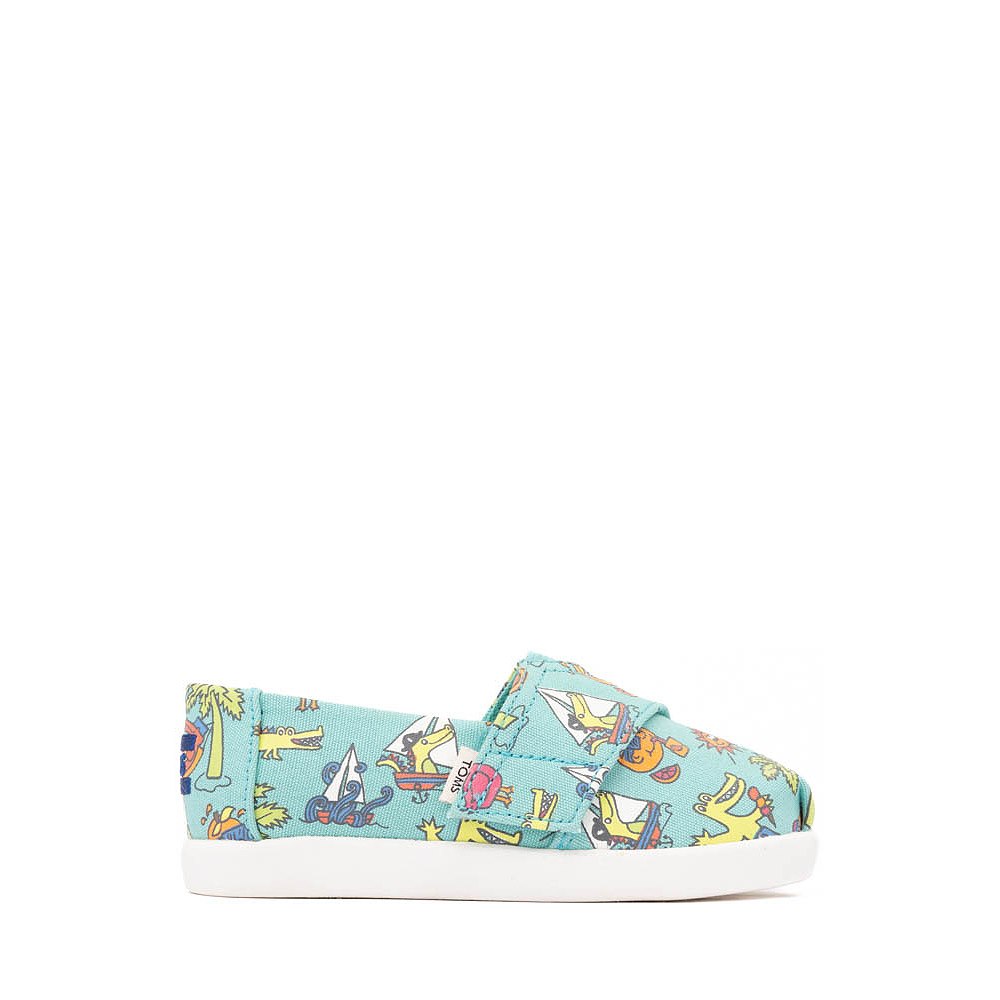 TOMS Alpargata Slip-On Casual Shoe - Baby / Toddler / Little Kid - Aqua / Alligators