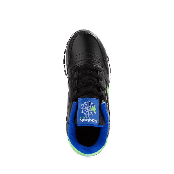 alternate view Reebok Classic Leather Step 'n' Flash Athletic Shoe - Little Kid - Lime / Black / Optimum BlueALT2