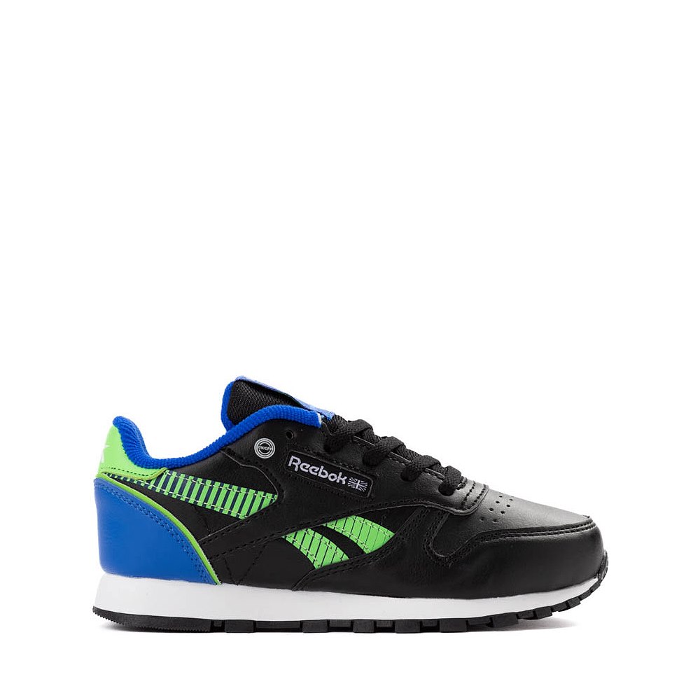 Reebok Classic Leather Step 'n' Flash Athletic Shoe - Little Kid - Lime / Black / Optimum Blue