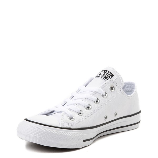 white leather converse with black stripe