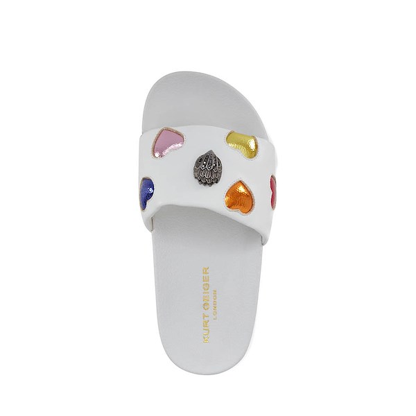 alternate view Kurt Geiger Mini Meena Eagle Slide Sandal - Little Kid / Big Kid - White / HeartsALT2