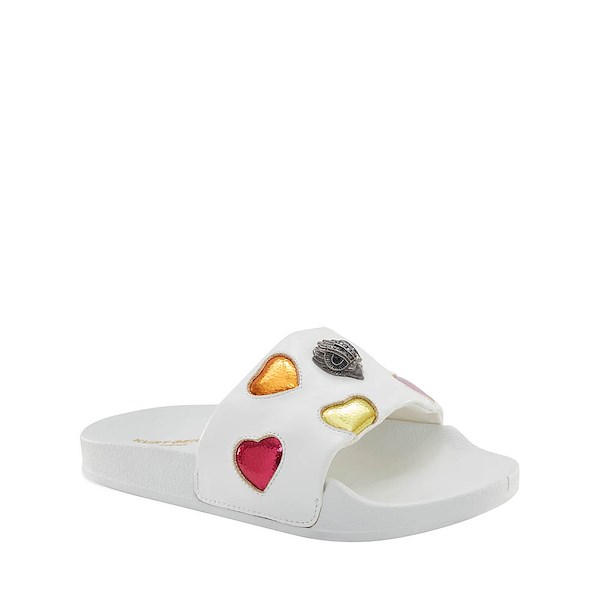 alternate view Kurt Geiger Mini Meena Eagle Slide Sandal - Little Kid / Big Kid - White / HeartsALT5