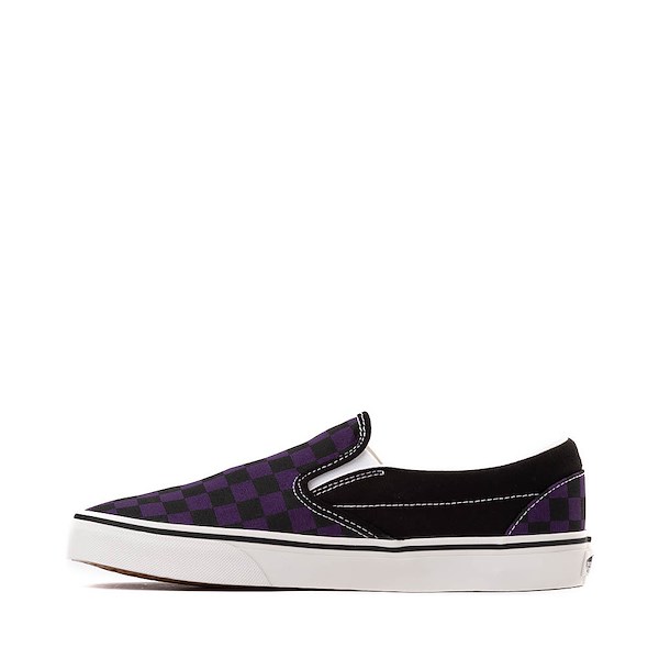 alternate view Vans Slip-On Checkerboard Skate Shoe - Black / Gothic GrapeALT1