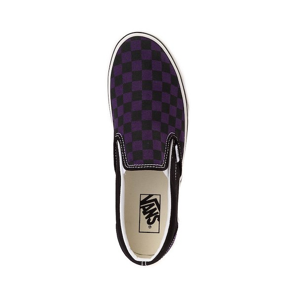alternate view Vans Slip-On Checkerboard Skate Shoe - Black / Gothic GrapeALT2