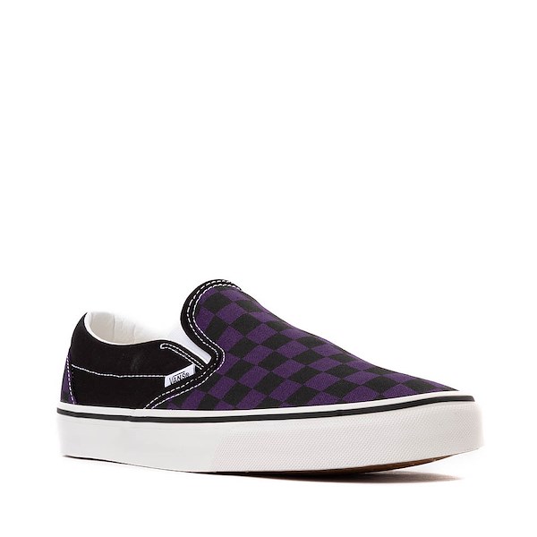 alternate view Vans Slip-On Checkerboard Skate Shoe - Black / Gothic GrapeALT5