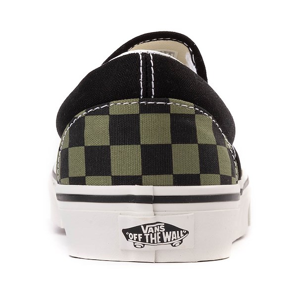 alternate view Vans Slip-On Checkerboard Skate Shoe - Black / Loden GreenALT4